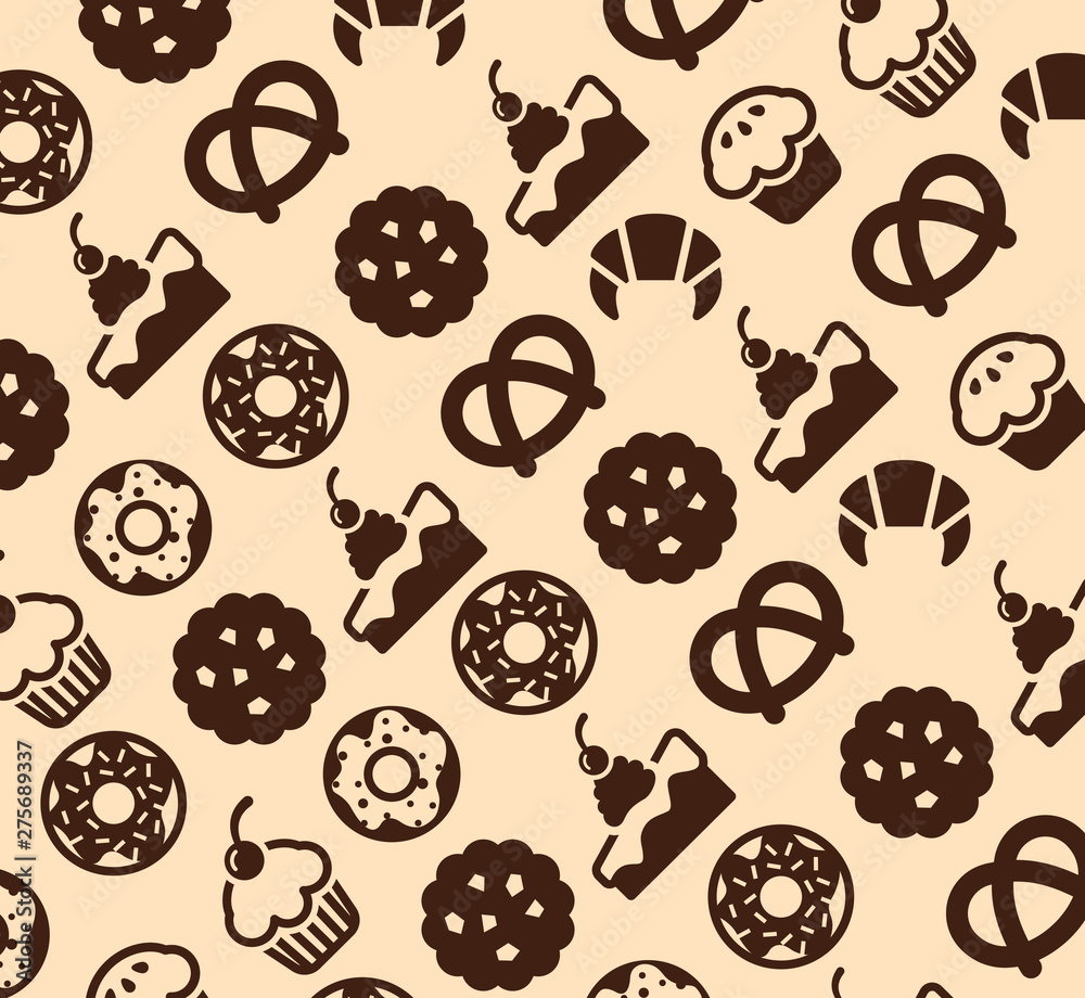 Obraz premium Cake pattern. Seamless background. Vector illustration ESP10.