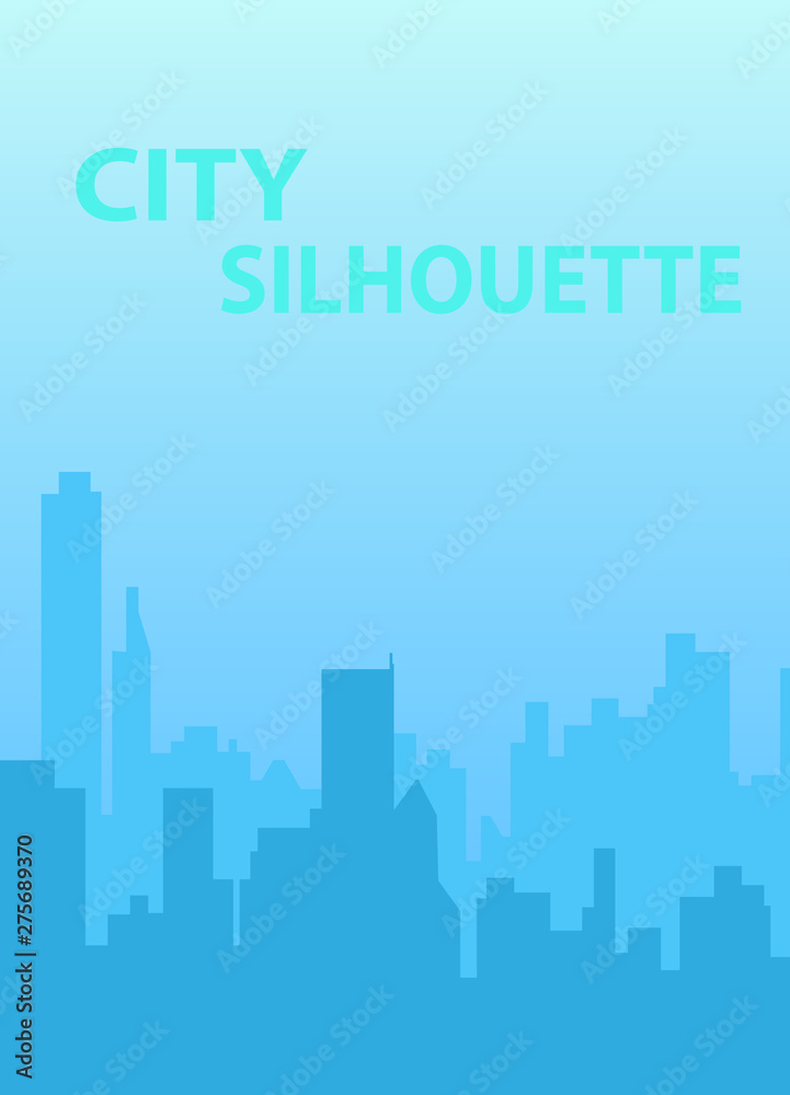 Vector illustration of blue city silhouette