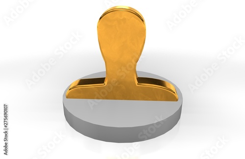 Icon of man on top hat. Golden icon on white background