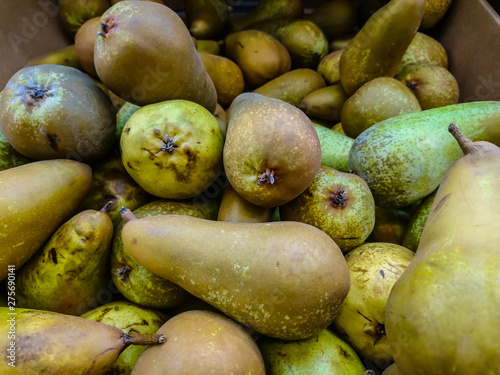 Yellow-green pears close-up  healthy food.