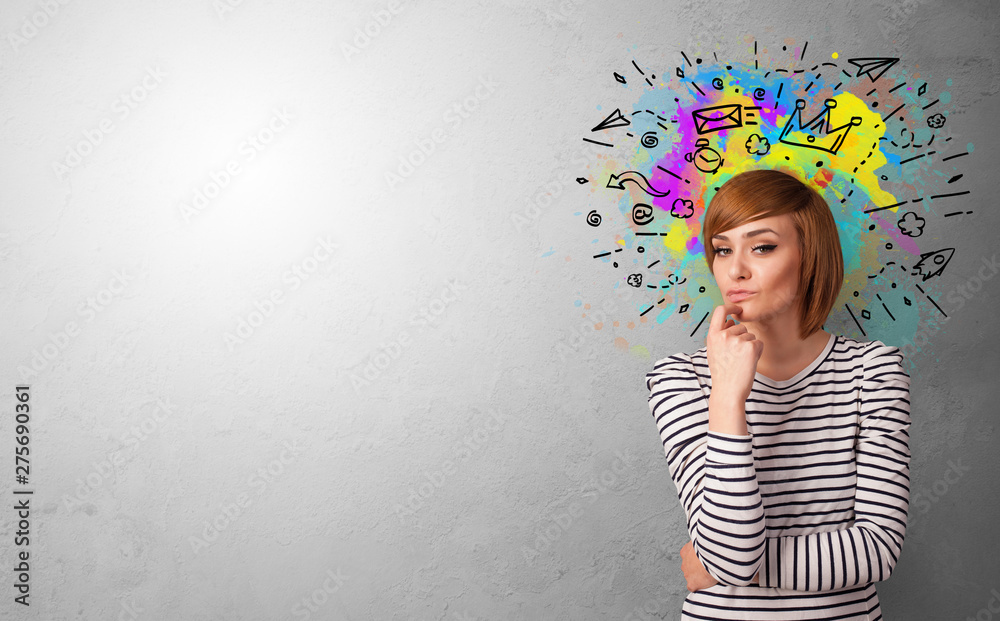 Fototapeta premium Business person with colorful splash above the head 