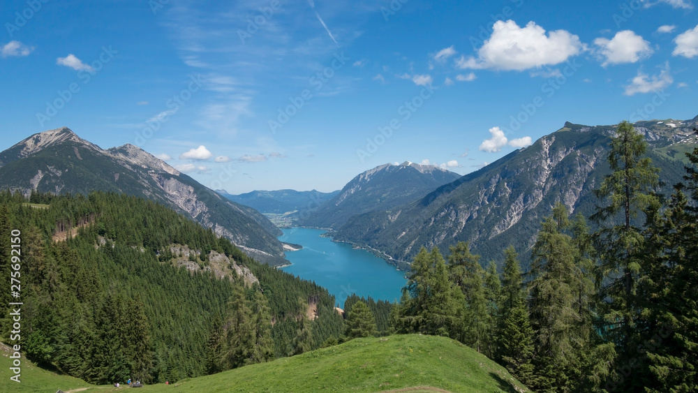 Achen lake from above with mountains around
