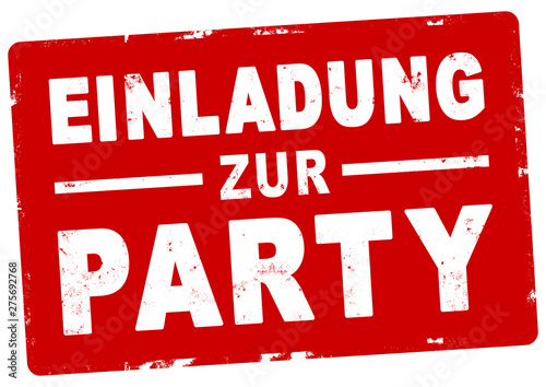 nlsb632 NewLongStampBanner nlsb - german banner - Poster - Einladung zur Party: Stempel - einfach / rot / Druckvorlage - DIN A2, A3, A4 - new-version - xxl g7941