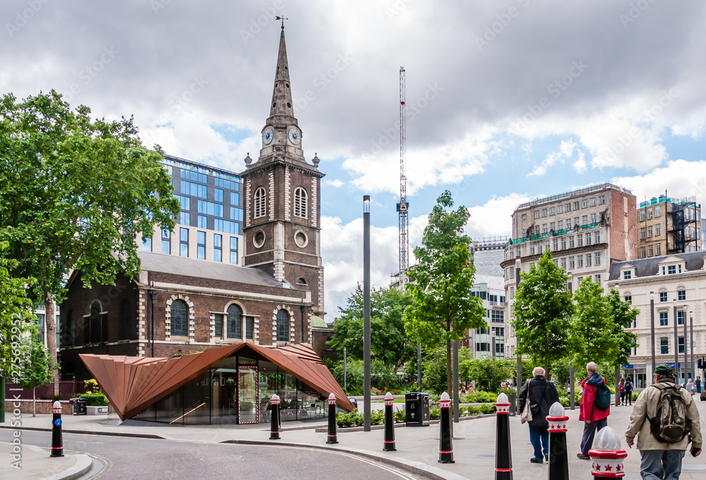 Fototapeta premium London, UK - JUNE 19, 2019:Kahaila Aldgate Portsoken Pavilion Aldgate Square EC3N 1AF 