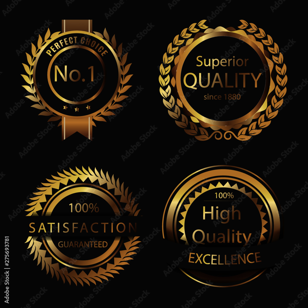 Retro labels and badges golden vector collection Retro labels and badges golden vector collection