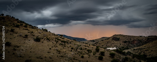 Thunderstorm and Lightning at Sunset in the Davis Mountains State Park, Texas