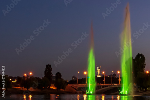 fountain at night on city channel