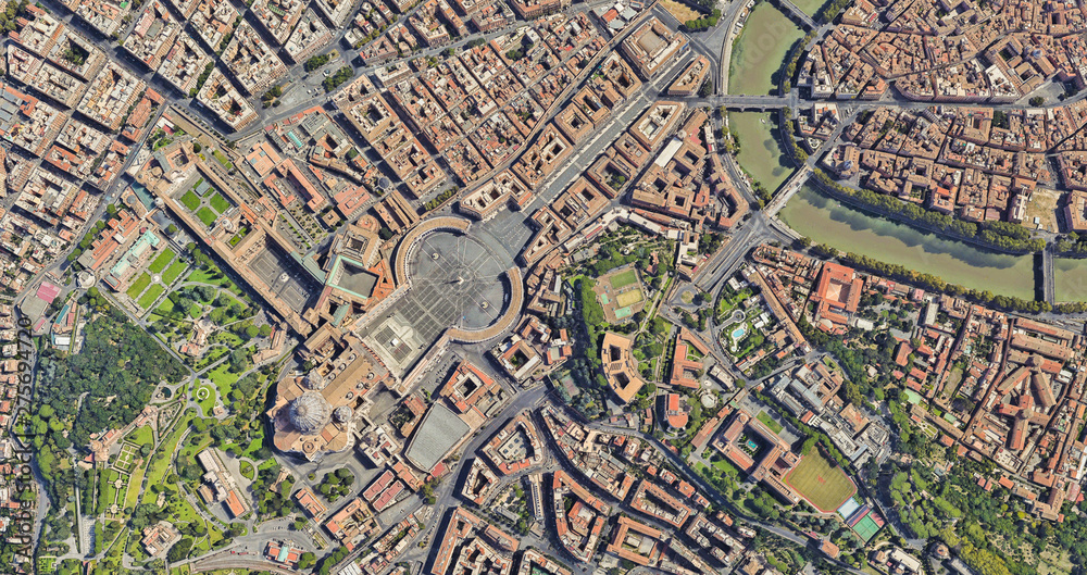 Neighborhood of St. Peter's Church in the Vatican from a height of flight Neighborhood of St. Peter's Church in the Vatican from a height of flight