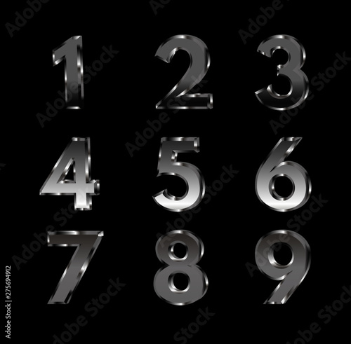 Silver numbers. Vector illustration 