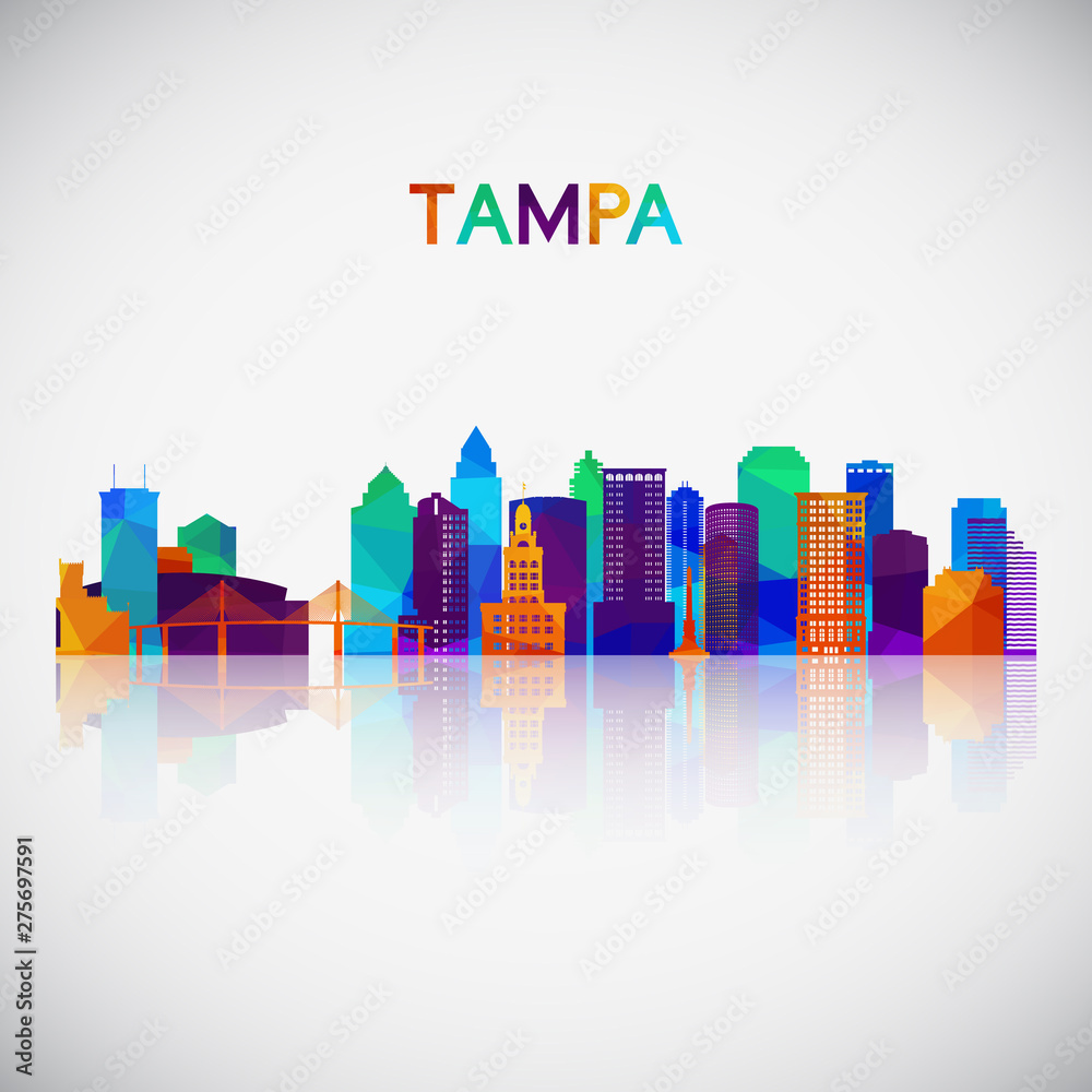 Tampa skyline silhouette in colorful geometric style. Symbol for your design. Vector illustration.