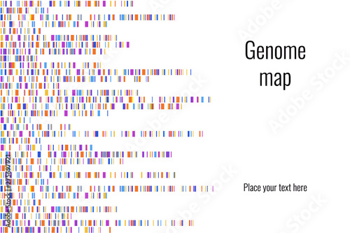 Dna test infographic. Vector illustration. Genome sequence map. Template for your design. Background, wallpaper. Barcoding. Big Genomic Data Visualization