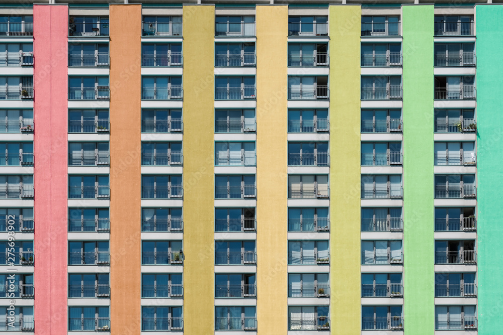 colorful residential building facade, apartment house / real estate exterior  -