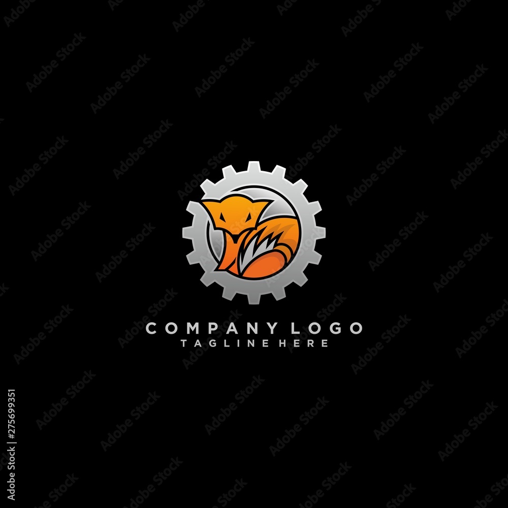 Obraz premium gear fox logo vector icon ilustration