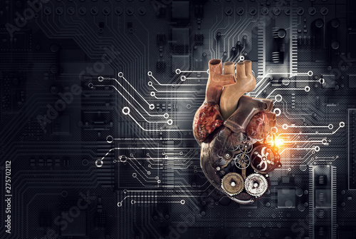 Anatomic heart made with gears and mechanic parts