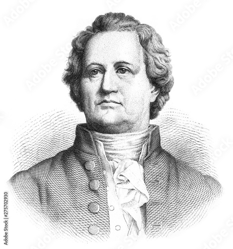 Johann Wolfgang von Goethe, German writer and poet (1749-1832). Picture from Ch. Oeser’s antique book “Aesthetische Briefe” (Esthetic Letters). Published by Friedrich Brandstetter, Leipzig (1874)