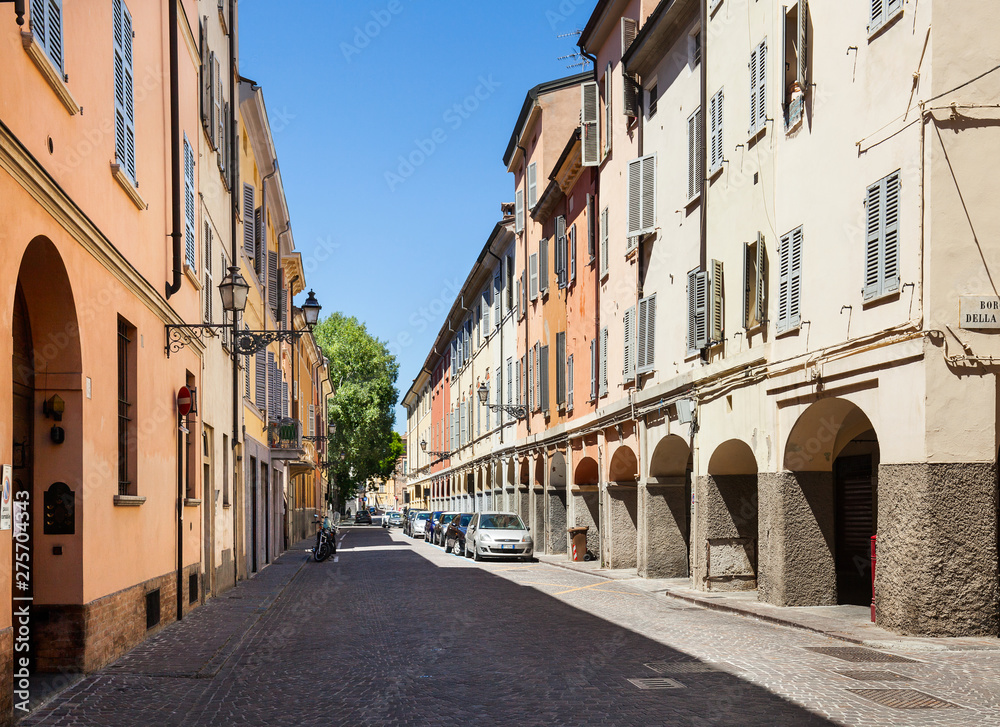 Della Repubblica street in Parma, Italy.