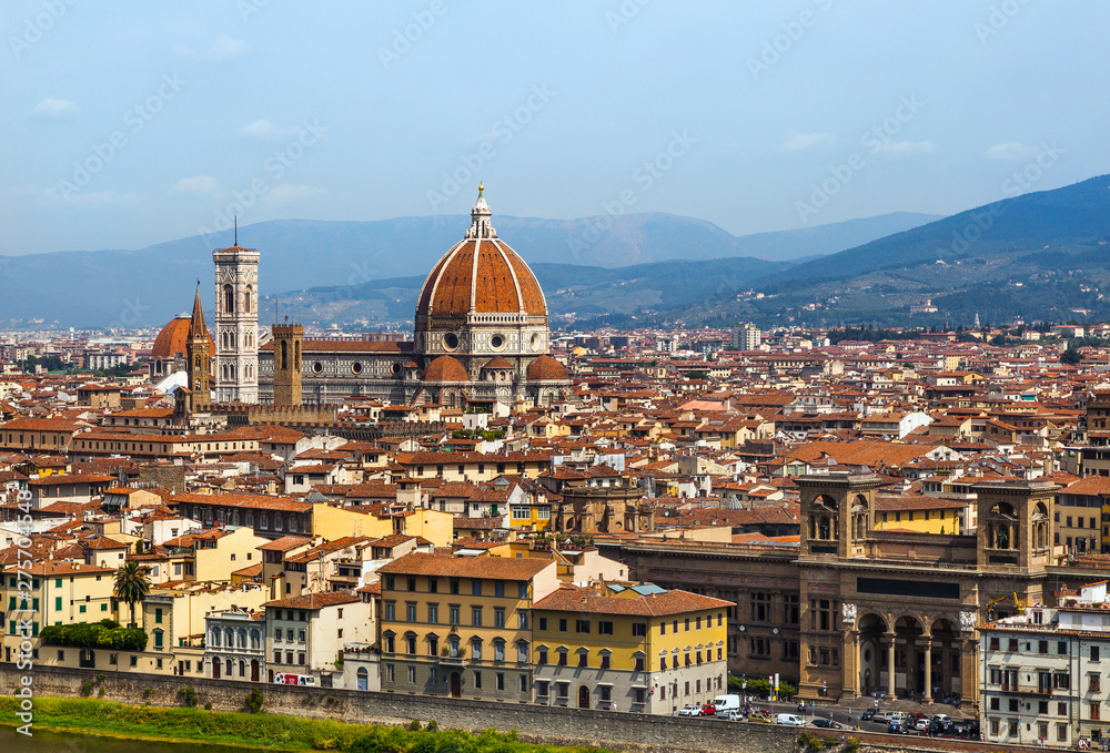 Cityscape of Florence with the Cathedral and bell tower. Italy