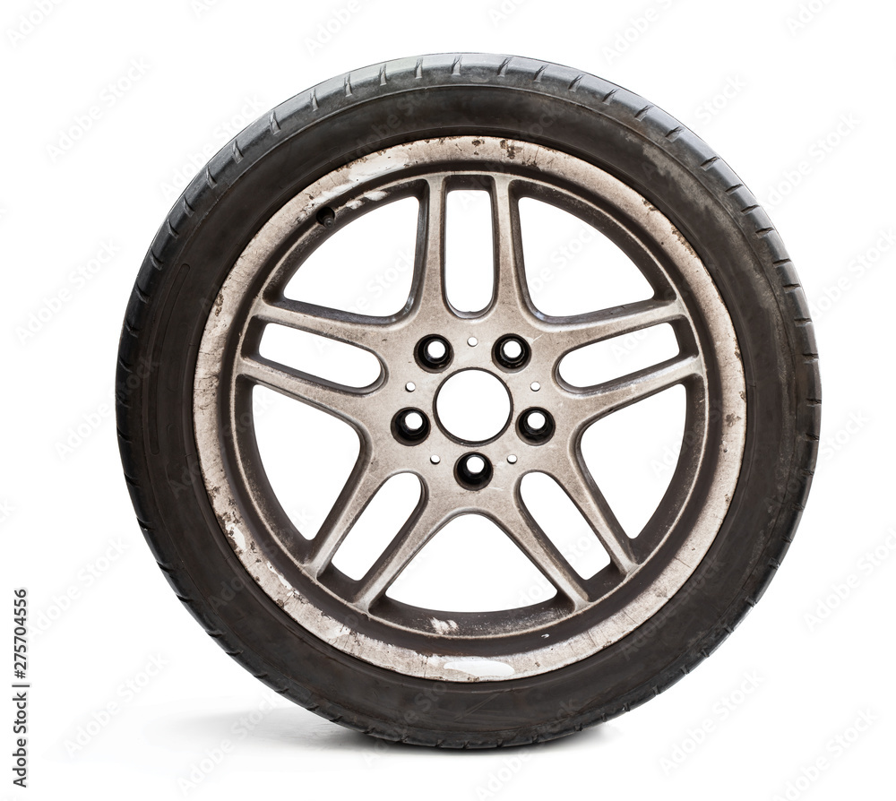 Image of refurbished tyre isolated on white Image of refurbished tyre isolated on white
