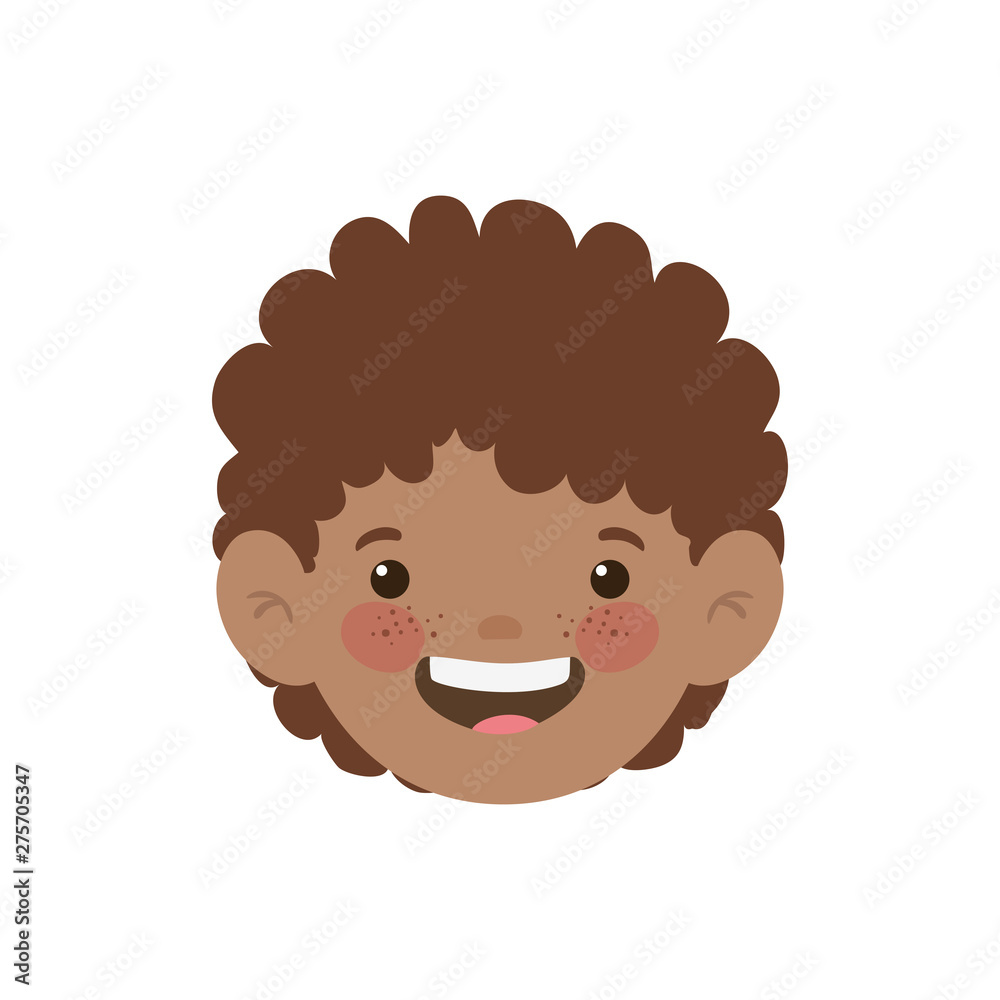 head of baby boy smiling with white background