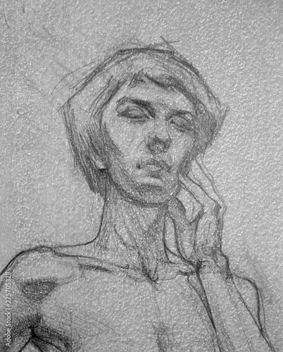 pencil drawing illustration, portrait, sketch © vadim_fl