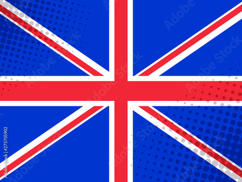 Vector image of flag of Great Britain with point texture in the style of comics