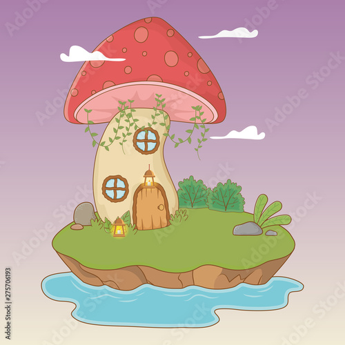 fairytale landscape scene with fungus © Stockgiu