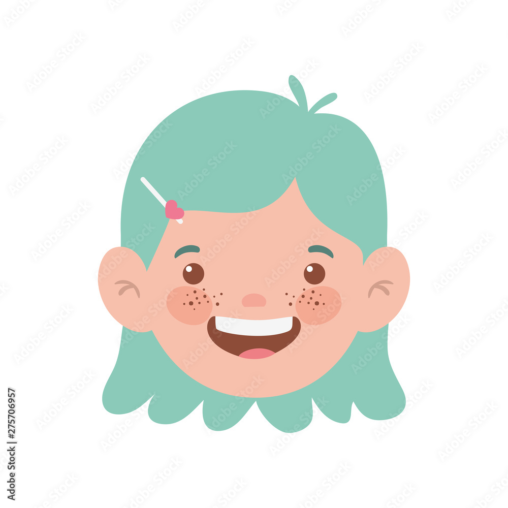 head of baby girl smiling with white background head of baby girl smiling with white background