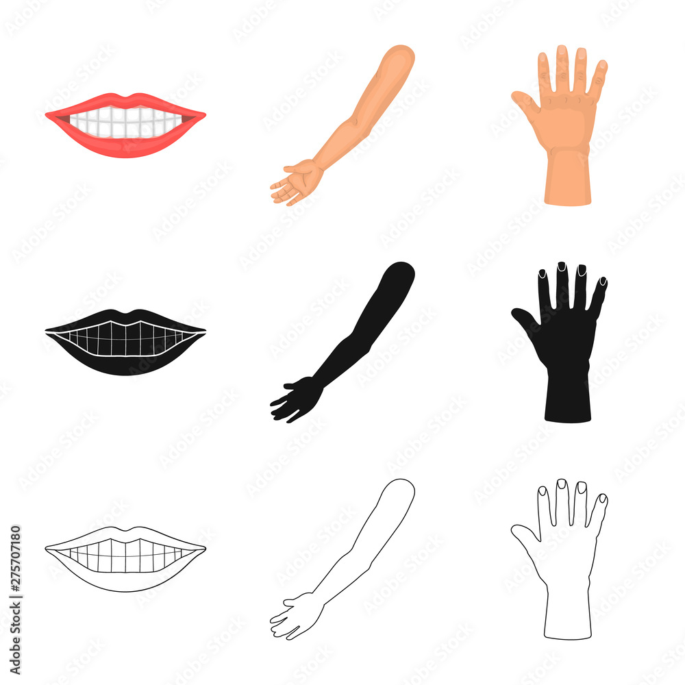 Fototapeta premium Vector illustration of body and part logo. Collection of body and anatomy stock symbol for web.