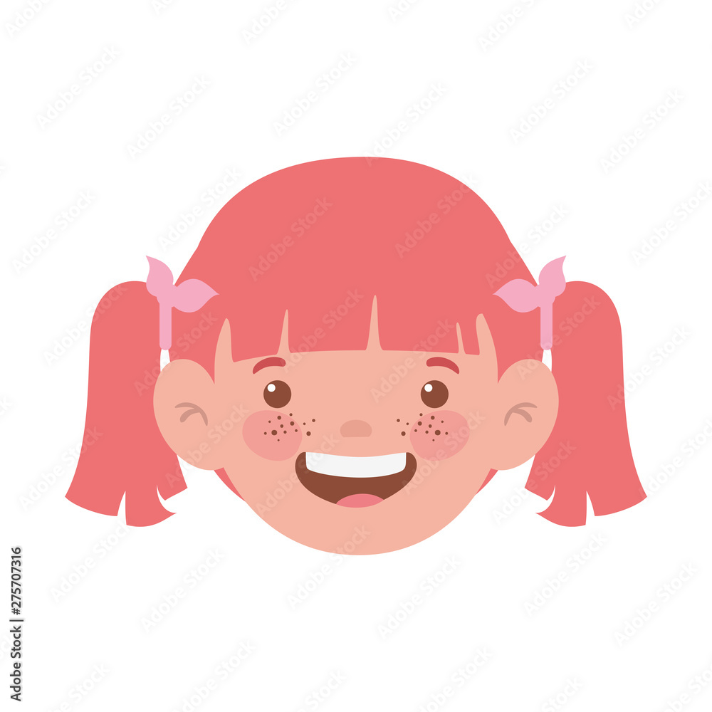 head of baby girl smiling with white background head of baby girl smiling with white background
