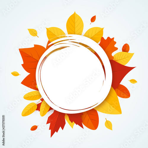 Colorful leaves in flat style, round design