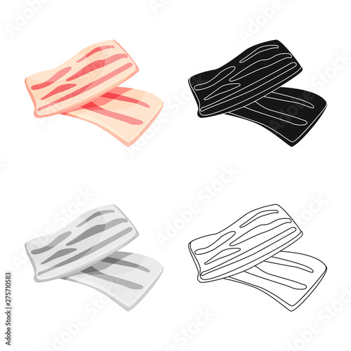 Vector illustration of bacon and fried symbol. Collection of bacon and slice vector icon for stock.