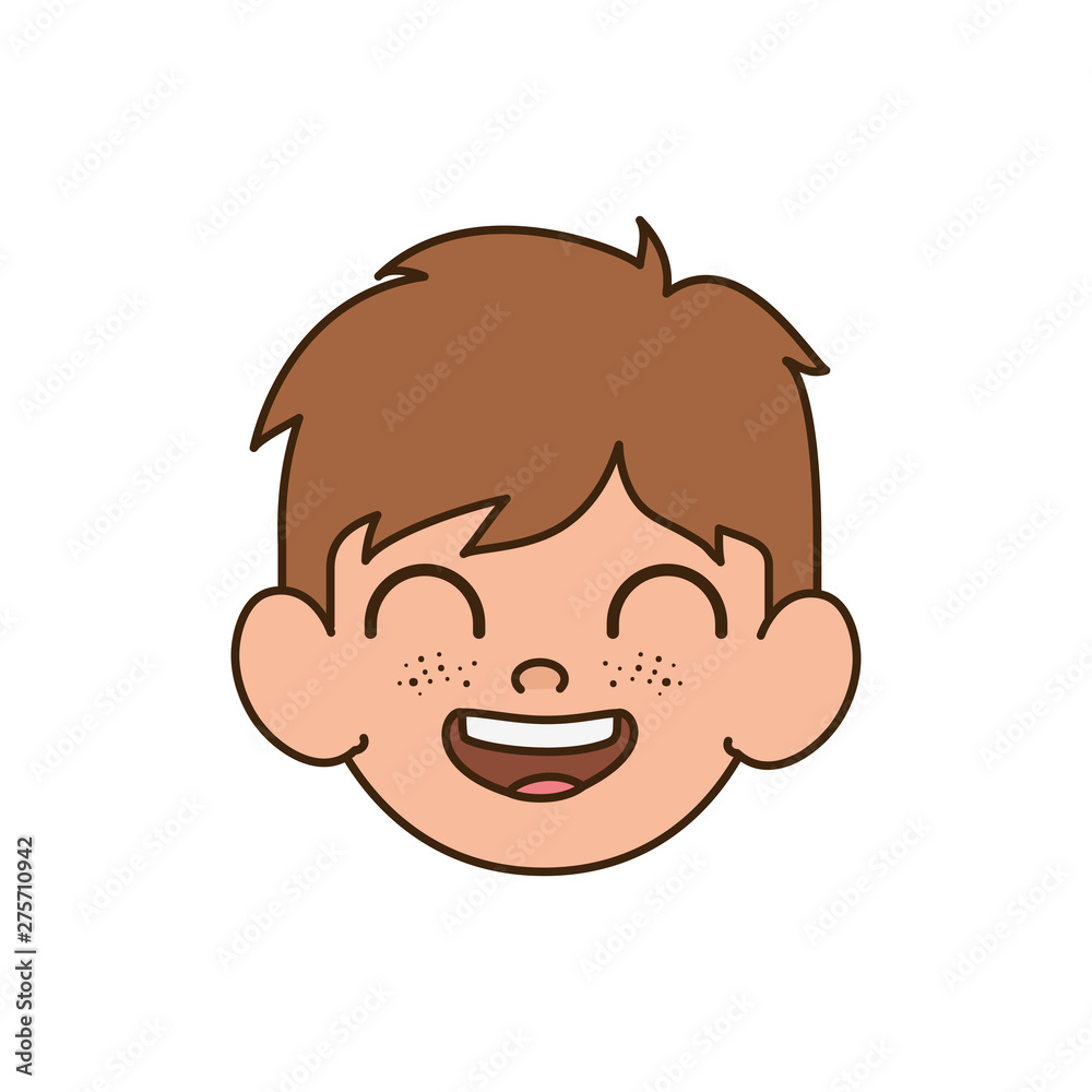 head of baby boy smiling with white background