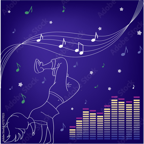 Music and dances. Silhouettes of people dancing
