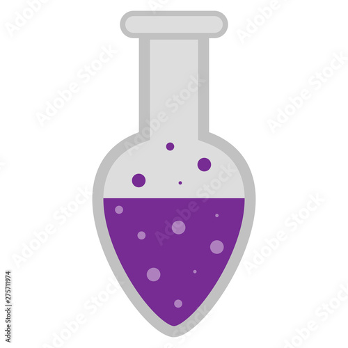 Isolated science lab flask with a liquid - Vector