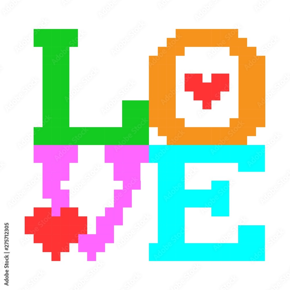 LOVE screen saver. Vector pixel message I LOVE YOU. colored pixel letters. eps 10 LOVE screen saver. Vector pixel message I LOVE YOU. colored pixel letters. eps 10
