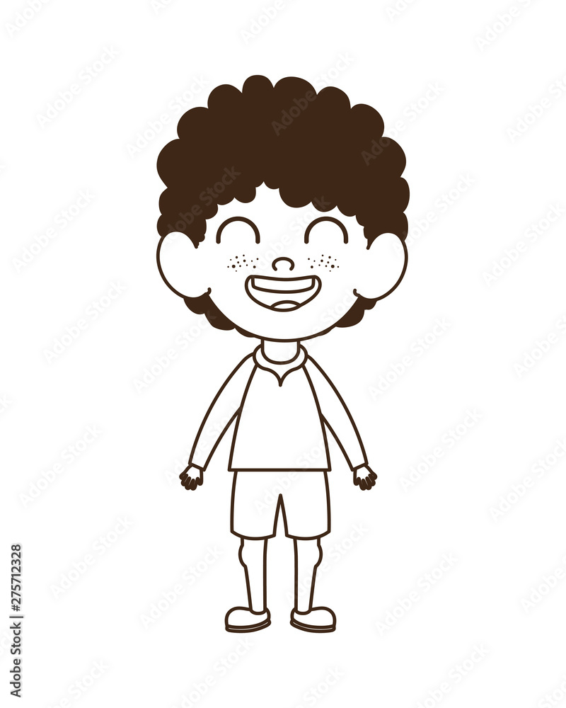 silhouette of baby boy standing smiling on white background