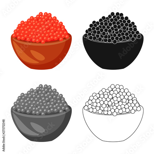 Vector design of caviar and red logo. Set of caviar and fish vector icon for stock.