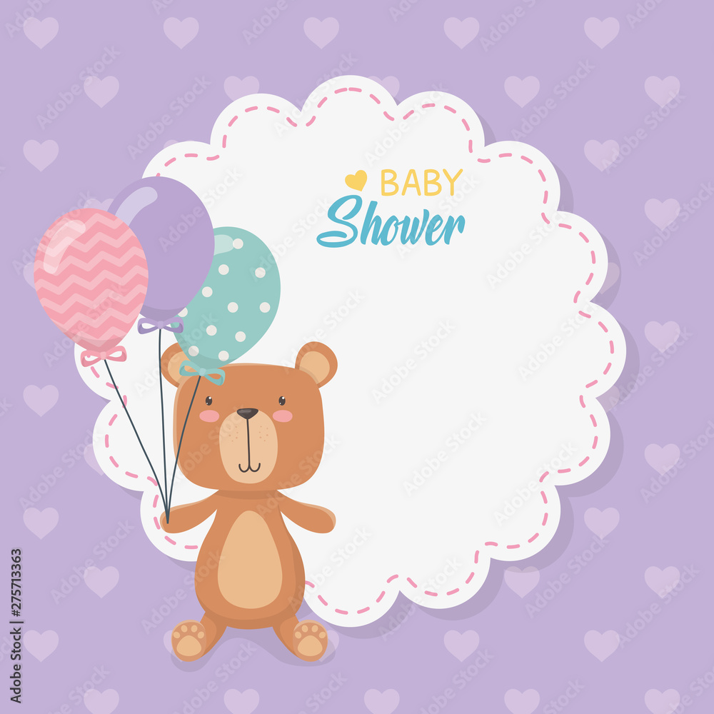 baby shower lace card with little bear teddy and balloons helium baby shower lace card with little bear teddy and balloons helium