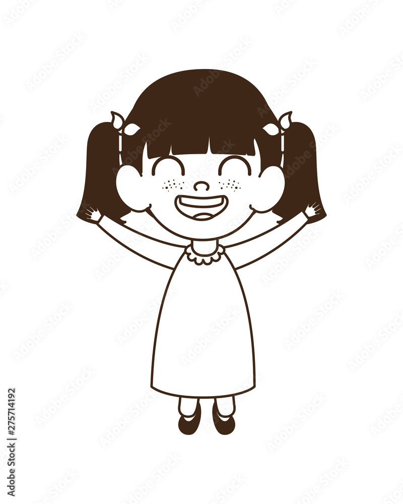silhouette of baby girl standing smiling on white background silhouette of baby girl standing smiling on white background