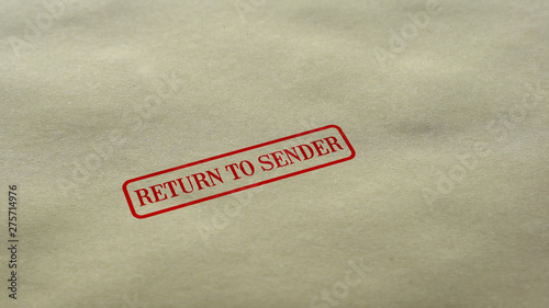 Return to Sender seal stamped on blank paper background, delivery failed