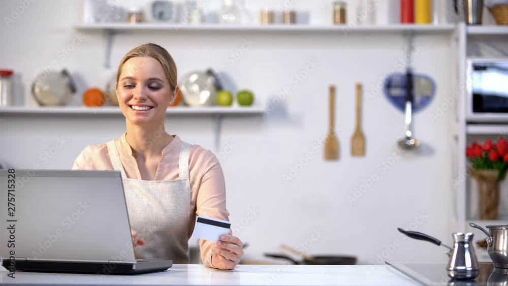 Beautiful female buying food online, convenient online service, fast delivery
