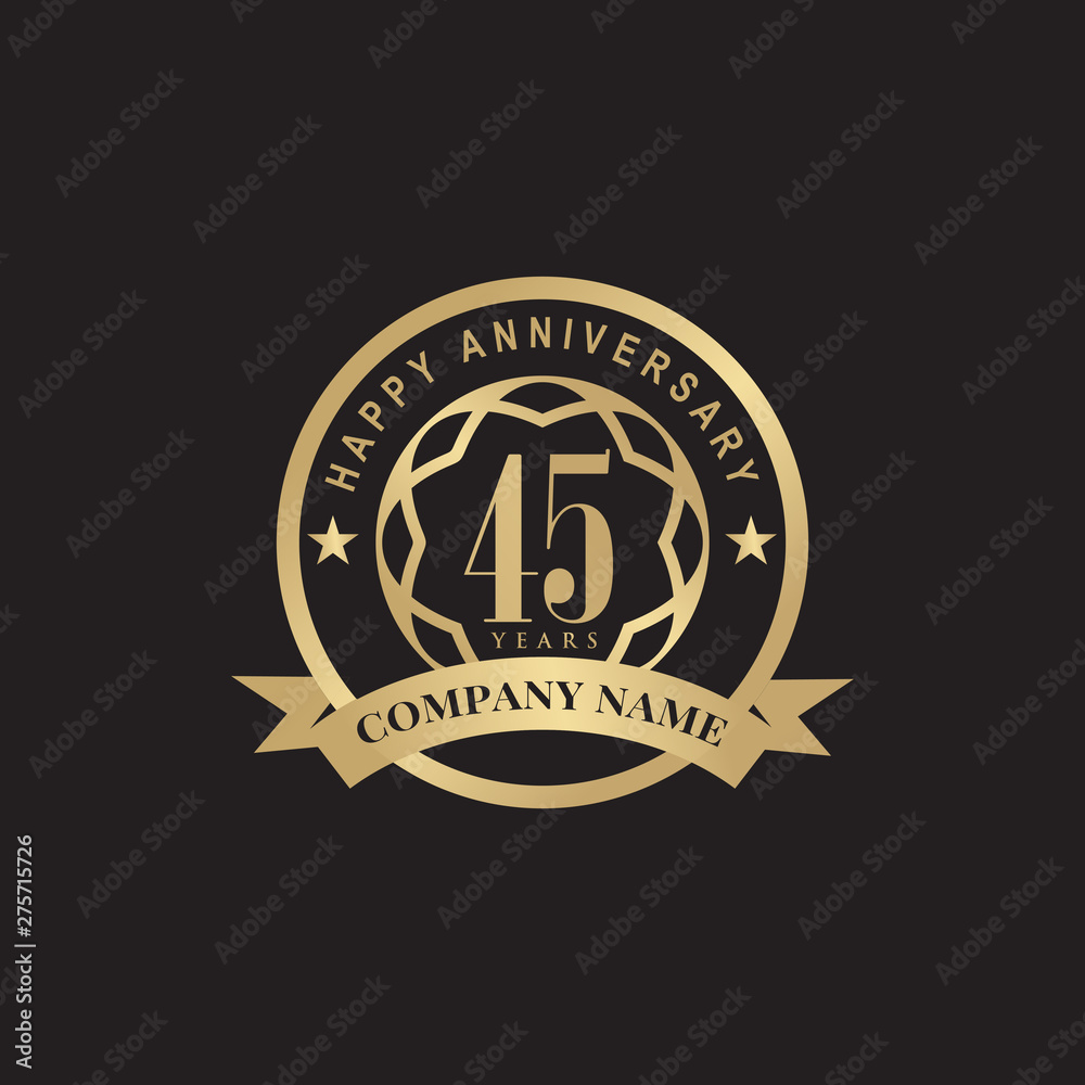 Celebrating 45th years anniversary logo design vector template Celebrating 45th years anniversary logo design vector template