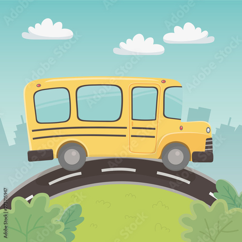 school bus transport in the landscape