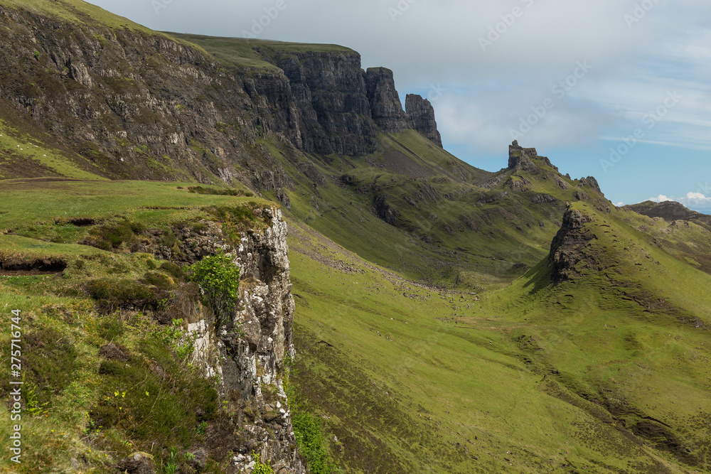 View of the Quiraing Mountains on the Isle of Skye, Scotland.