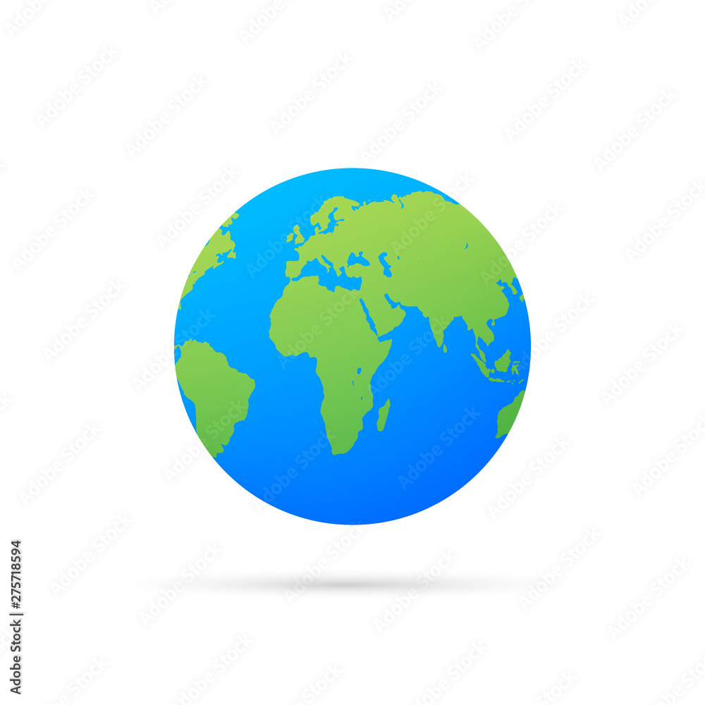 Earth globes isolated on white background. Flat planet Earth icon. Vector stock illustration.