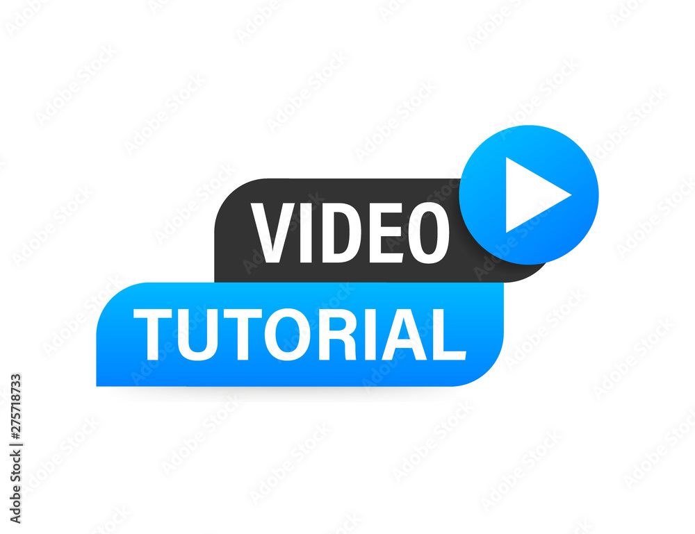 Video tutorials Button, icon, emblem, label. Vector stock illustration - obrazy, fototapety, plakaty 