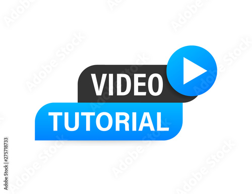 Video tutorials Button, icon, emblem, label. Vector stock illustration