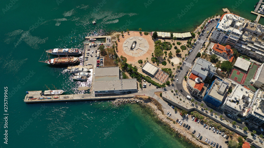 defaultAerial photo of famous picturesque area of Alexandras square with great architecture in Marina Zeas or Passalimani in the heart of Piraeus, Attica, Greece