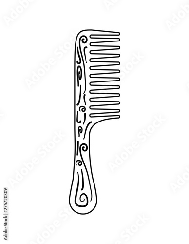 hair comb wooden isolated icon