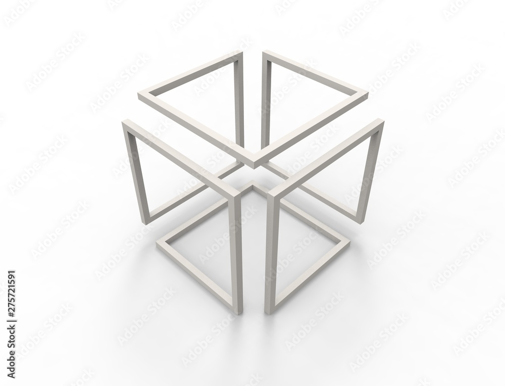3d rendering of an infinity cube isolated in white background.